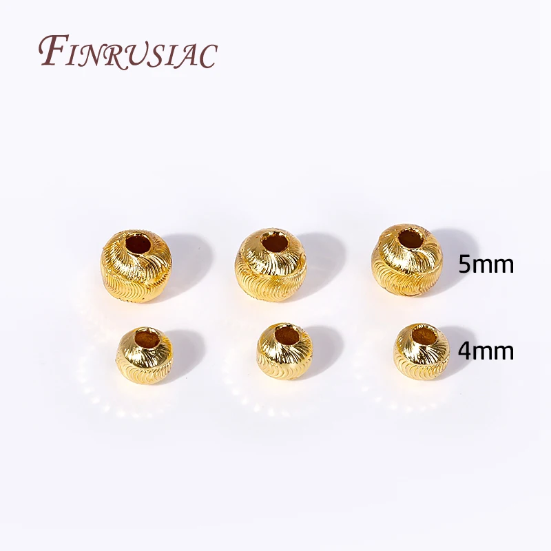 4/5MM 18K Gold Plated Corrugated Round Spacer Beads Brass Metal Pumpkin Beads For DIY Necklace Bracelet Jewelry Making Supplies