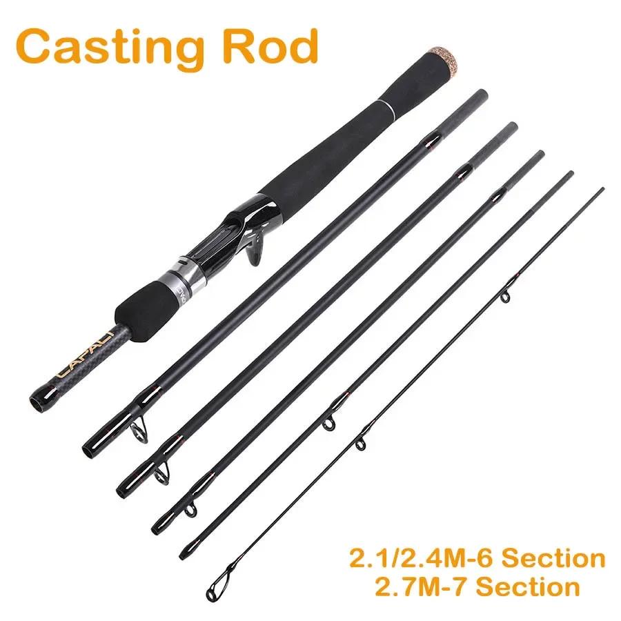 Fast Action Travel Fishing Rods 6/7 Section Casting Rod 6.9ft-8.86ft ML Power Fish Poles For Saltwater Freshwater