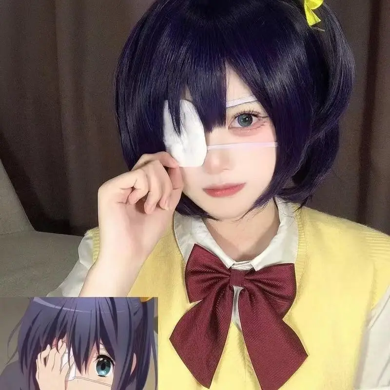 ‌ Anime Rikka Pruik - Chunibyo Karakter Cos Haar met Zijstaart Inclusief Gratis Lint Hoofdband Halloween/Carnaval Feestaccessoires