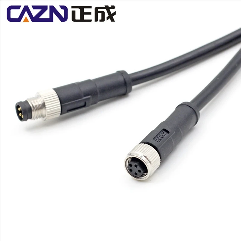 M8 Straight Angled 4 Pin Male Female Overmolded Plug With Shielded Unshielded Pvc Pur Cable 1/2/5 meter Connector