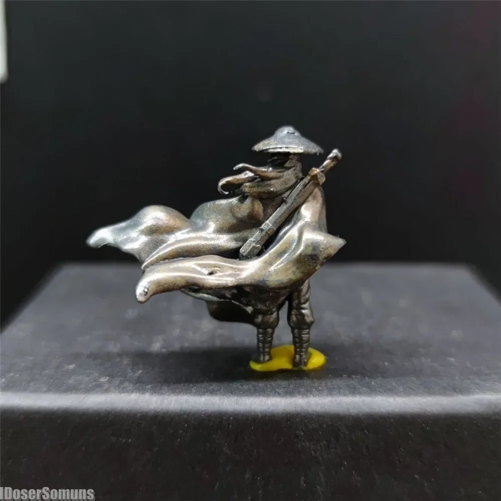 1:64 Copper Chinese Kung Fu Swordsman Figure Small Ornaments Miniature Micro Landscape Bonsai Decoration Sand Table Layout Gift