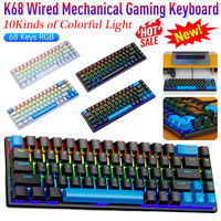 K68 Wired Mechanical Gaming Keyboard 10Kinds of Colorful Light 68 Keys RGB Computer Keyboard Gaming&Office for Win/Mac/PC