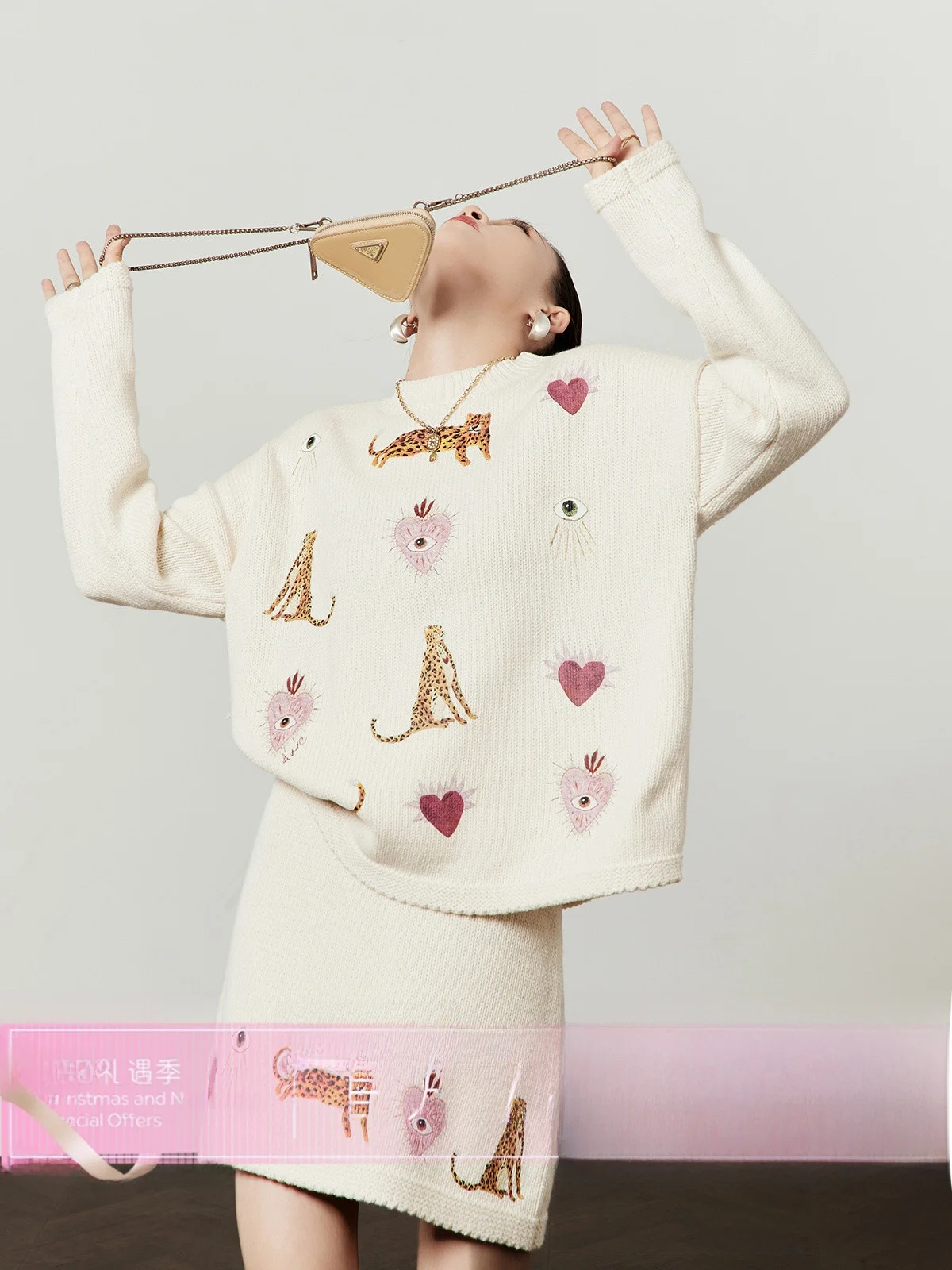 

Белый свободный свитер и юбка-трапеция, комплект из двух предметов для женщин, осеннее новое поступление, удобный теплый модный женский комплект...