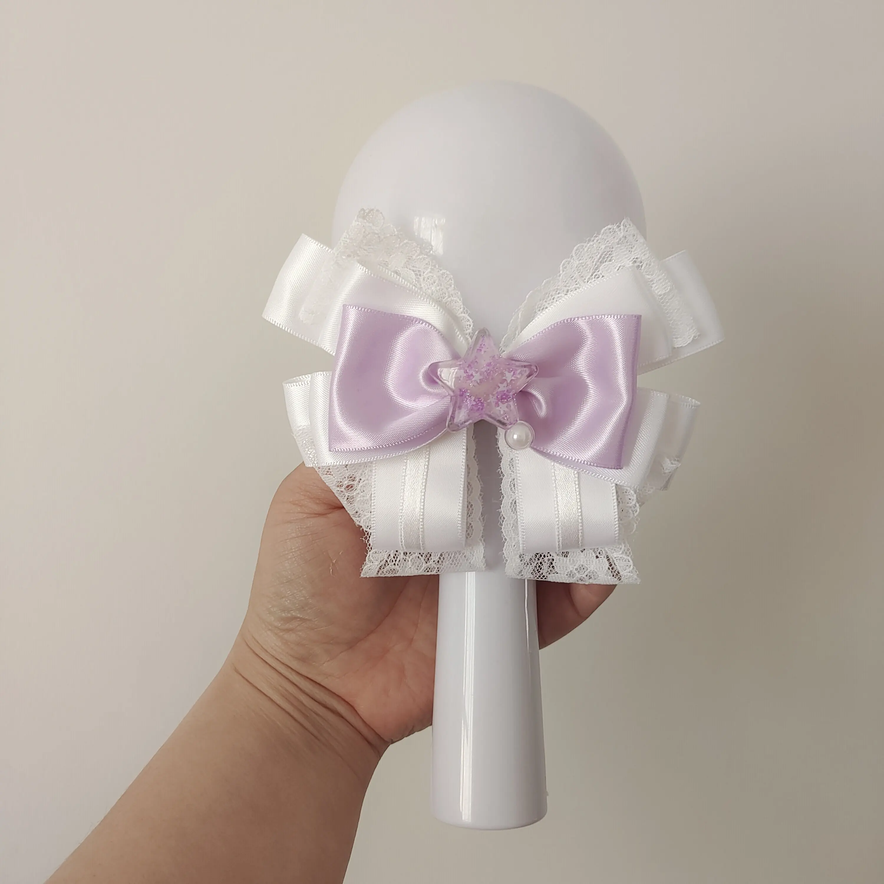 Pearl Tassel Lace Bow Concert Support Stick Pendant Cute Lolita Anime Daily Women's Dress Handmade Brooch Bow Tie Accessory