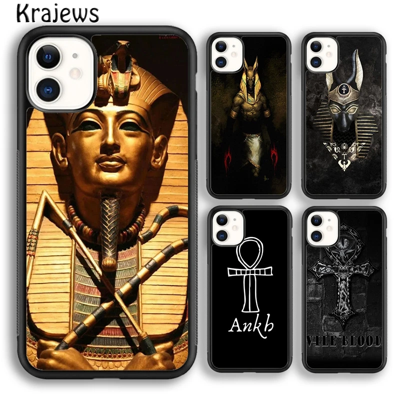 Krajews Anubis Ankh Pharaoh soft Phone Case Cover For iPhone 16 15 14 plus XS XR 11 12 mini 13 pro max coque Fundas