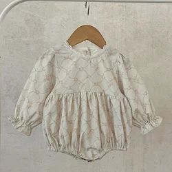 2024 New Autumn Children Clothes Newborn Baby Girls Bodysuits Long Sleeved Corduroy Print Infant Baby Girls Jumpsuit