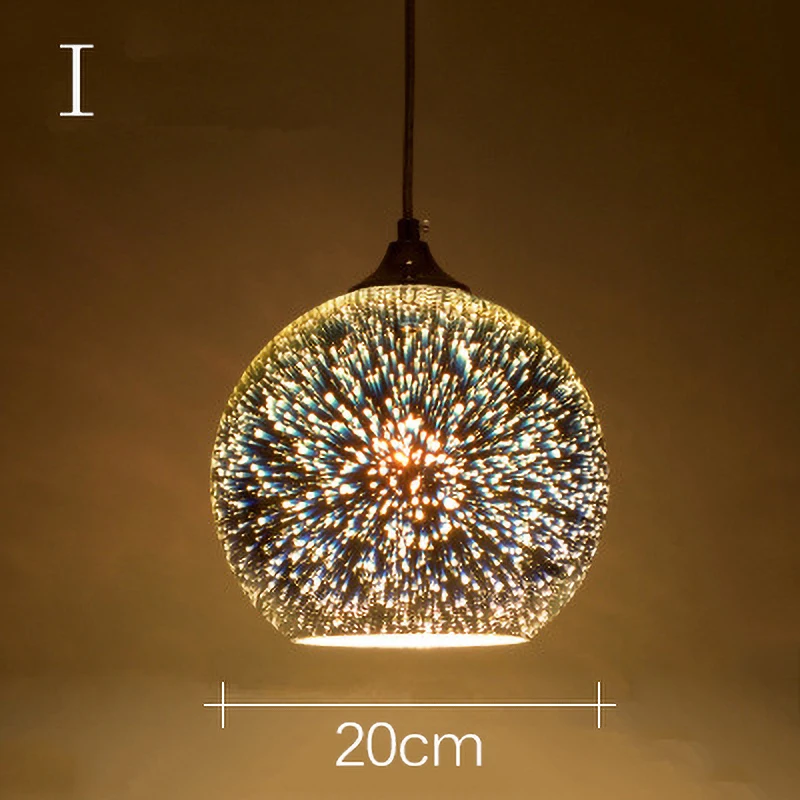 Fireworks Pendant Lights 3D Colorful Starry Sky Glass Shade Chandelier for Kitchen Restaurant Living Room E27 LED Hanging Lamp