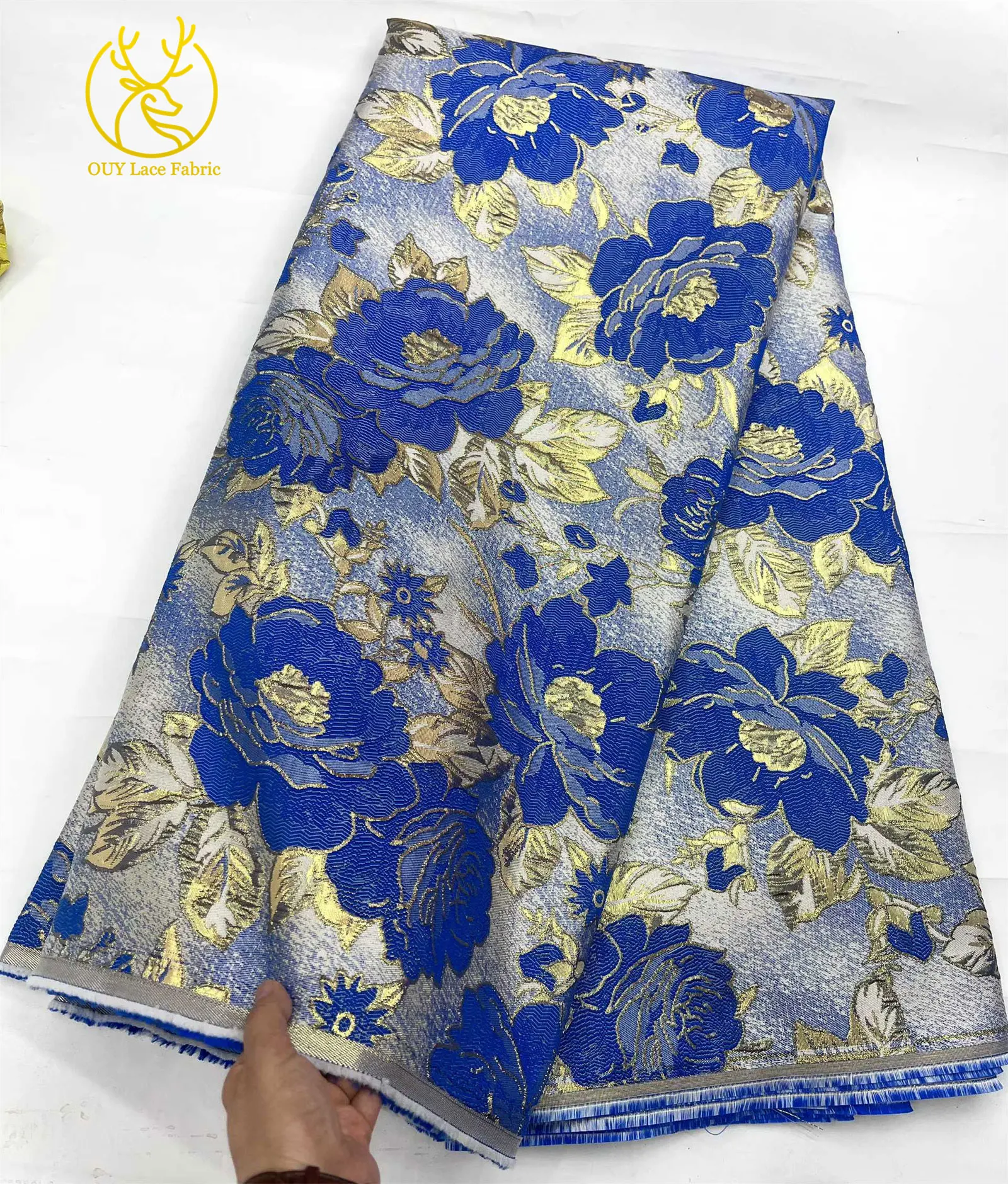 Großhandel afrikanischer Jacquard-Spitzenstoff 2026 Hochwertiger nigerianischer Spitzenstoff Damen-Partykleid-Nähmaterial 5 Yards – Detail 7