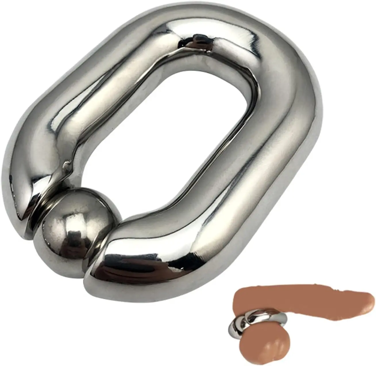 Camilla de bola de acero inoxidable, anillo de sujeción de estiramiento testicular pesado, juguete sexual masculino (tamaño grande)