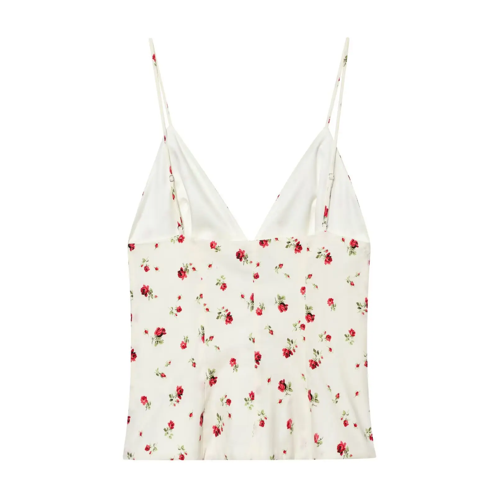Women's Casual Fashion Pleated Camisole Top Pure Desire Red Rose Print V Neck Top With Button Sleeveless Strap For Women WIV9