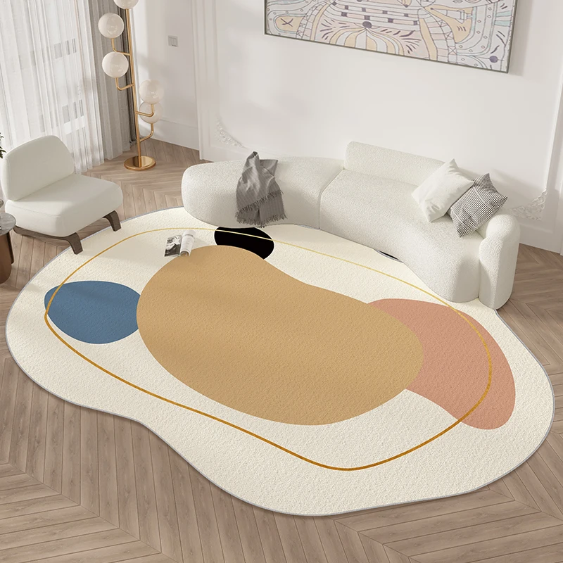 VIKAMA Japanese Wabi-Sabi Style Rug Living Room Cream Style Sofa Coffee Table Rug Irregular Large Non-Slip Pad Home Decorating