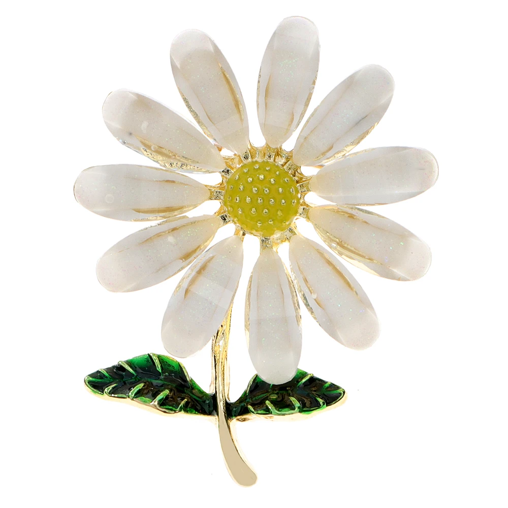 CINDY XIANG White Color Daisy Flower Brooches For Women Summer Fashion Plant Pin Wedding Accessories Hat Jewelry