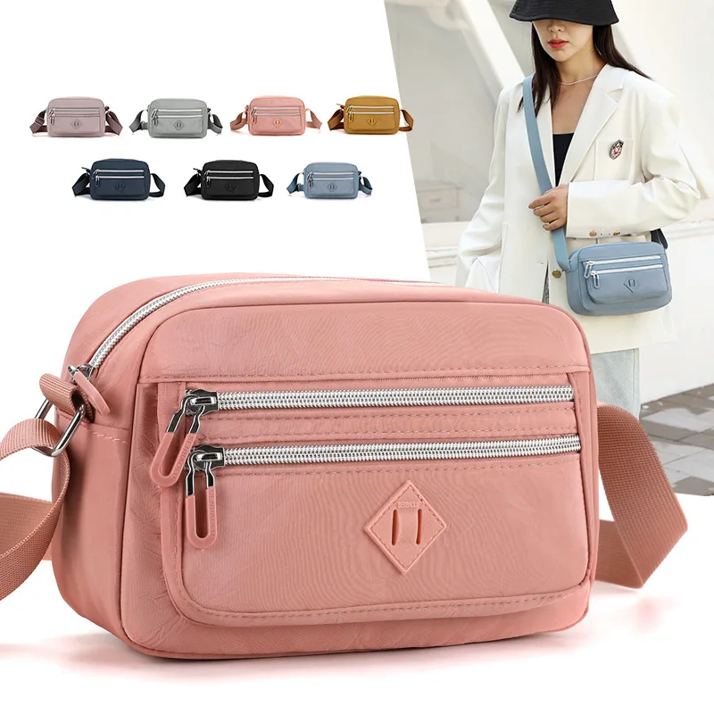 Nylon Small Square Bag 2023 New Single Shoulder Bag Multi layer Large Capacity Versatile Mobile Crossbody Bag Card package