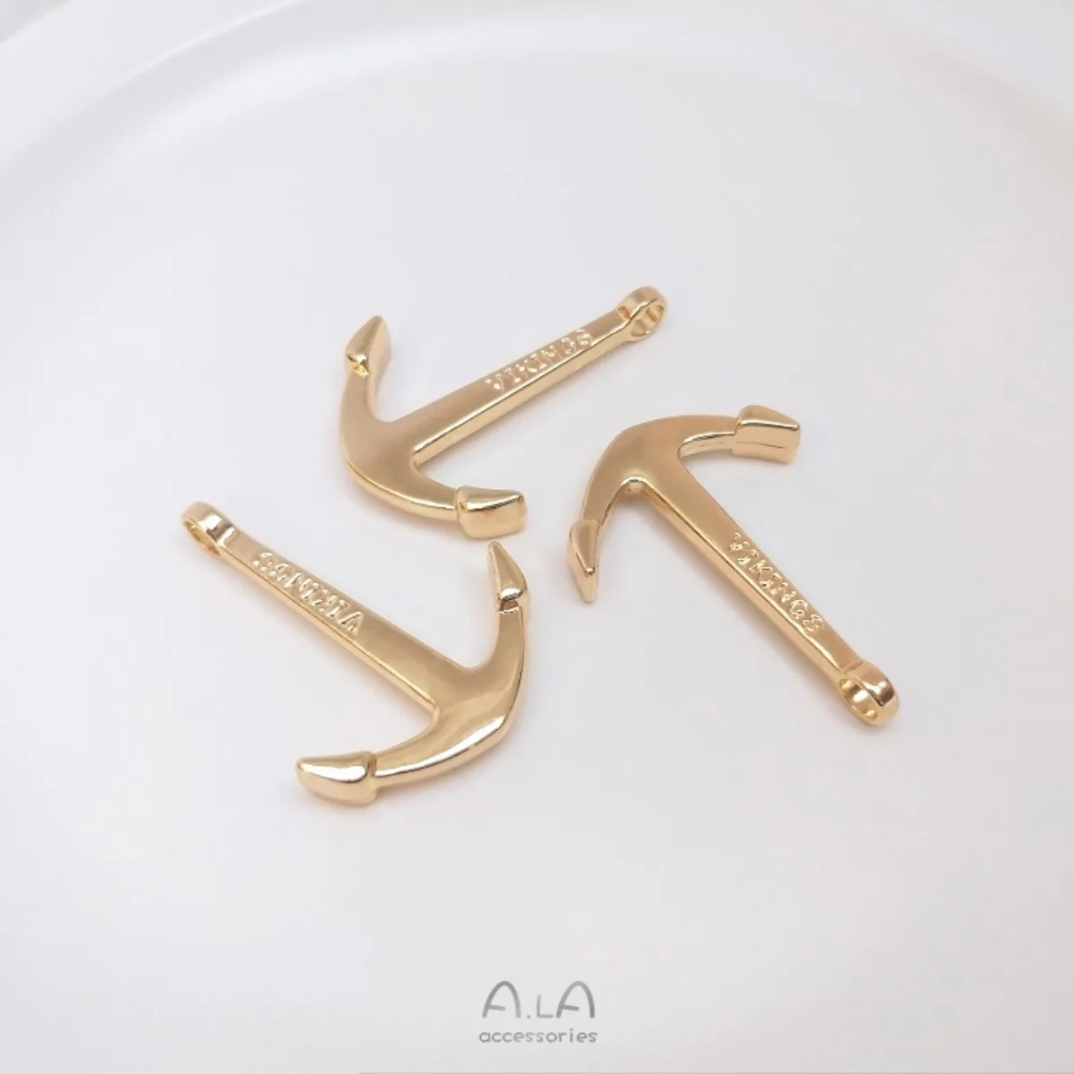 Brass 14K Gold Plated Anchor Charms Connector Clasps DIY Bracelet Leather Cord Chain End Jewelry Making Accessories