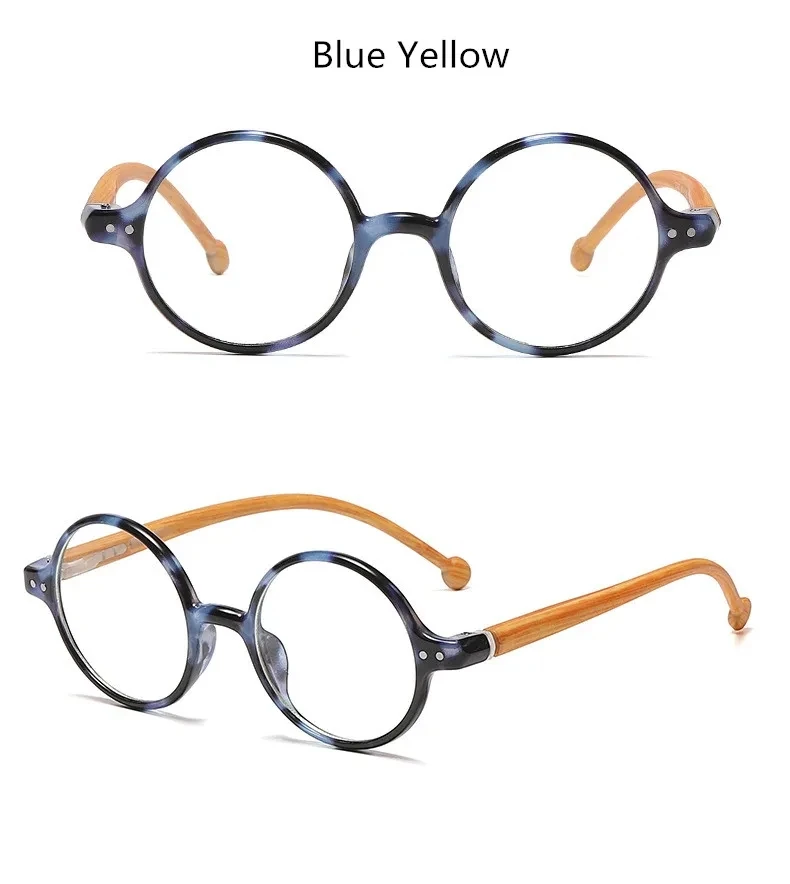 Mode Runde Lesebrille Frauen Männer Federscharnier mit Holz-Look Presbyopie Brille Brillen Klassische Leser Komfort – Detail 7