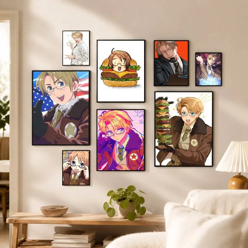 Hetalia A-Alfred F Jones Poster Waterproof Wall Art Sticker For Bar Living Room Vintage Decor Print