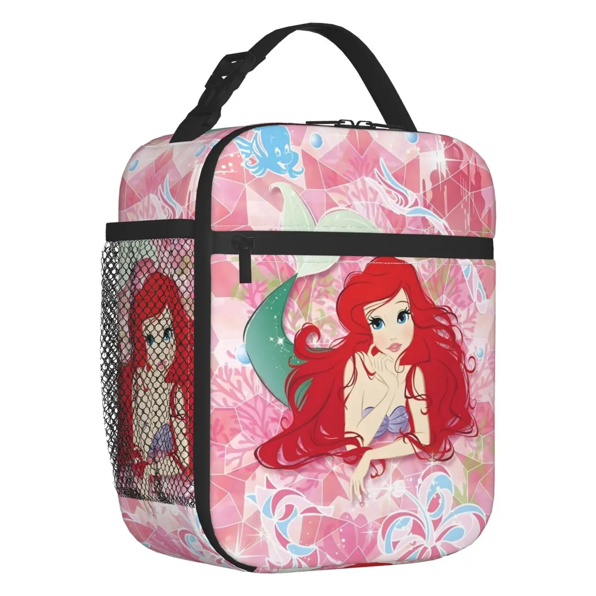 

Custom The Little Mermaid Insulated Lunch Bag Women Portable Fashion Film Cartoon Cooler Thermal Bento Box Beach Camping Travel