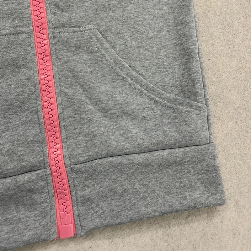 Y2K Gothic Einfarbiger Großer Reißverschluss-Hoodie Slim Fit Vollreißverschluss-Kapuzenpullover mit Übergroßem Reißverschluss Streetwear Unisex ﻿ – Detail 15