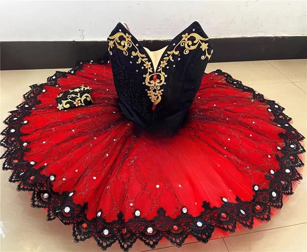 Ballet Dance Costume Disc Skirt Red Professional Competition Costume Adult Children's Performance