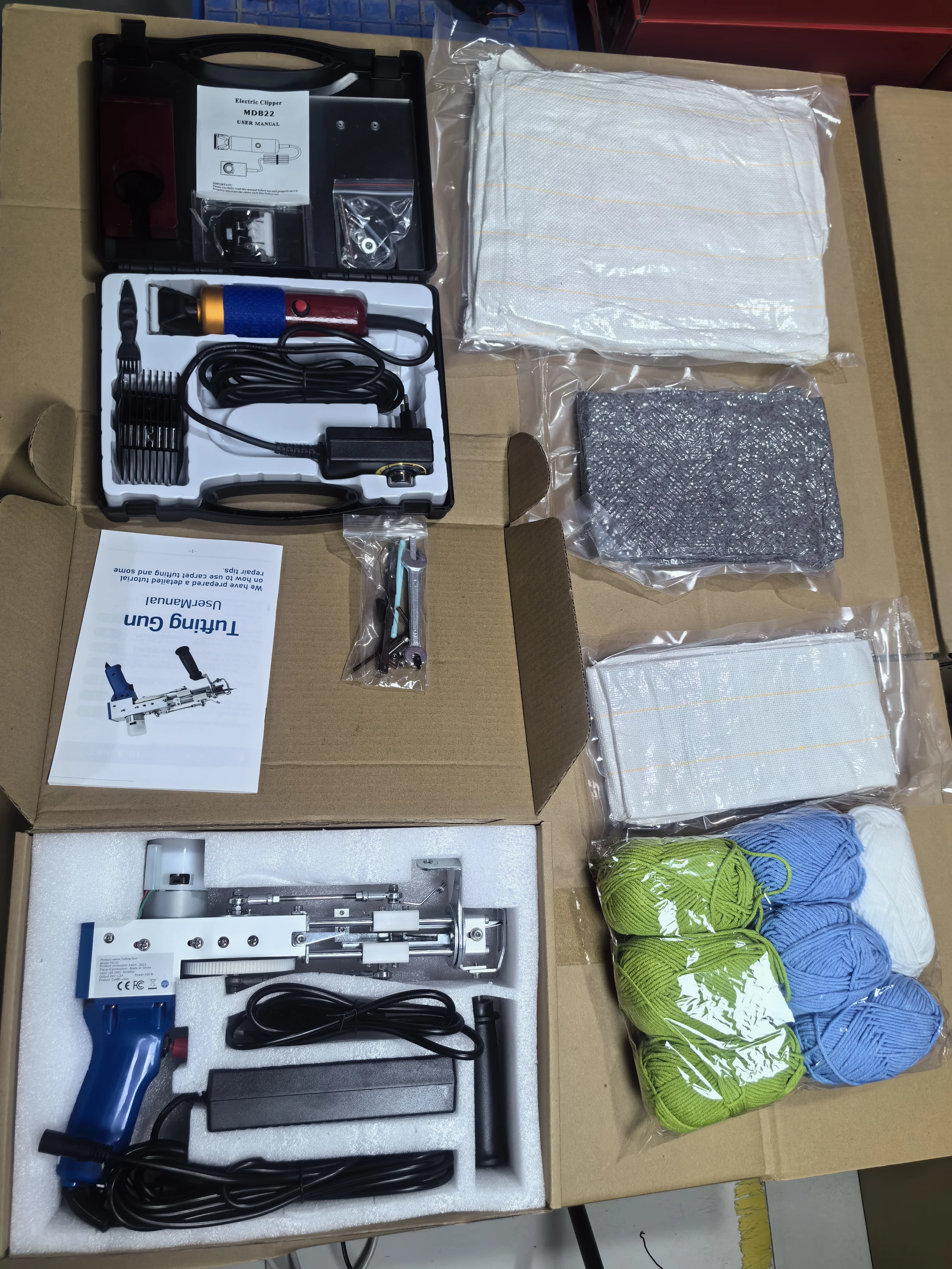 Tufting Gun Set met Trimmer, Starterkit voor Tufting Gun, 2-in-1 Knip & Lus Pool Tapijt Gun & Tufting Trimmer, Tufting Gun Machine