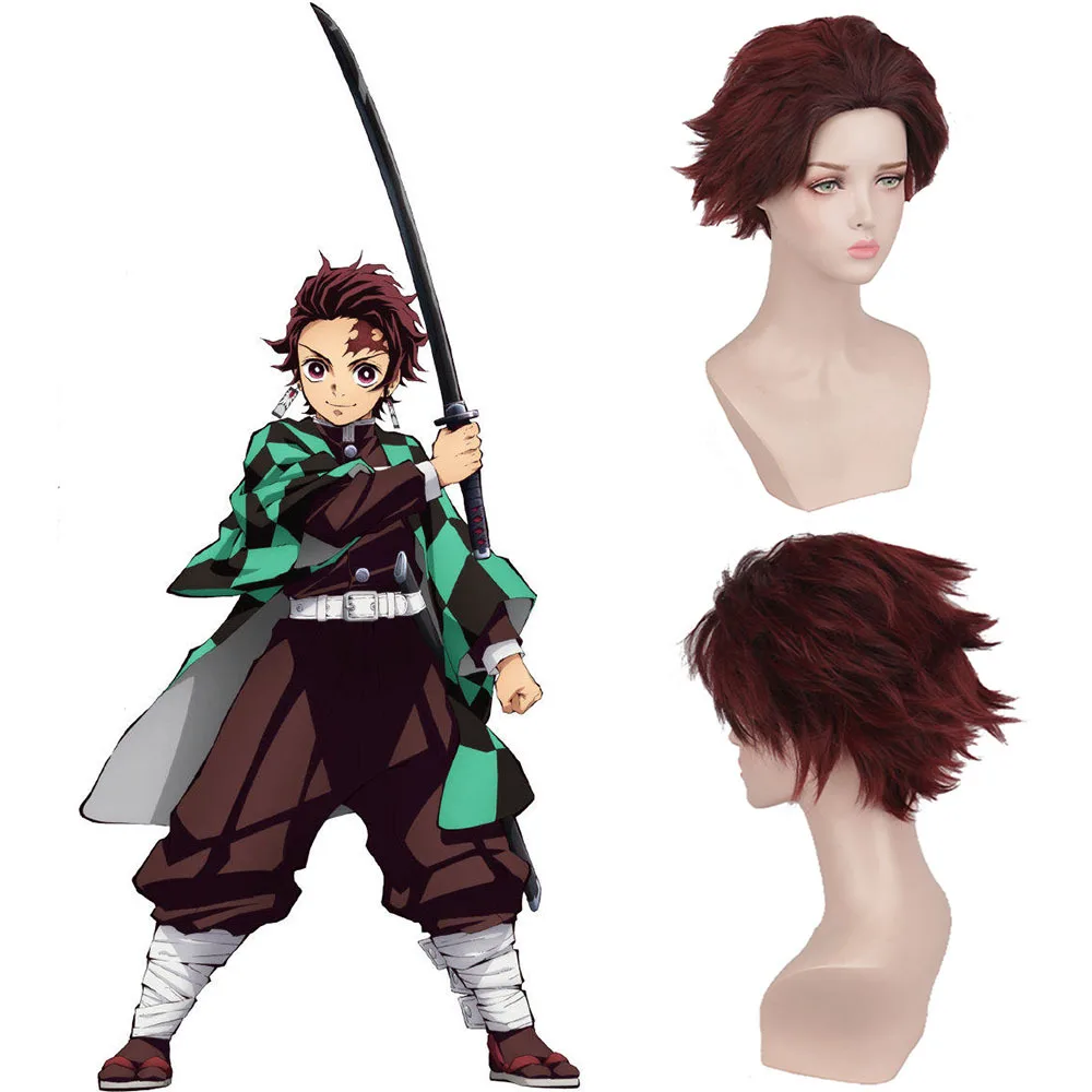 Anime Kimetsu No Yaiba Kamado Tanjirou Cosplay Costume Demon Slayer Halloween For Kids Adult Cartoon Costume Sutis Wigs Party