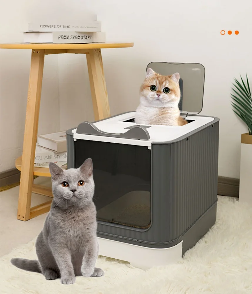 Foldable Cat Litter Box Front Entry Top Exit Litter Box Deodorant Cat Toilet Fully Enclosed Pet Cleaning Kitten Training Toilet