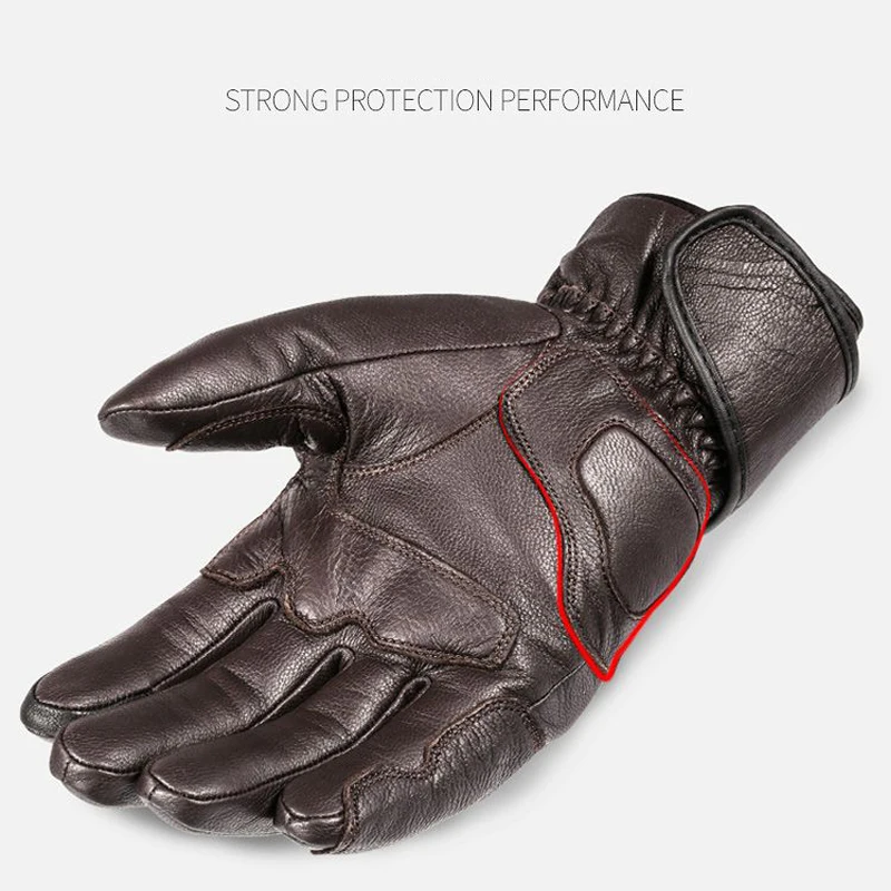 Motorcycle Gloves Winter Waterproof Leather Gloves for Men Thermal Warm Inner Touch Screen Motorbike MTB Bike Riding Gloves