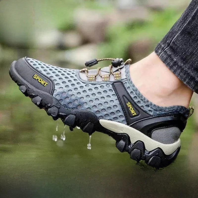 

Мужская летняя спортивная обувь на открытом воздухе, пляжная повседневная Hiking oes, противоскользящая дышащая прочная резиновая подошва, удобная прогулочная сан...