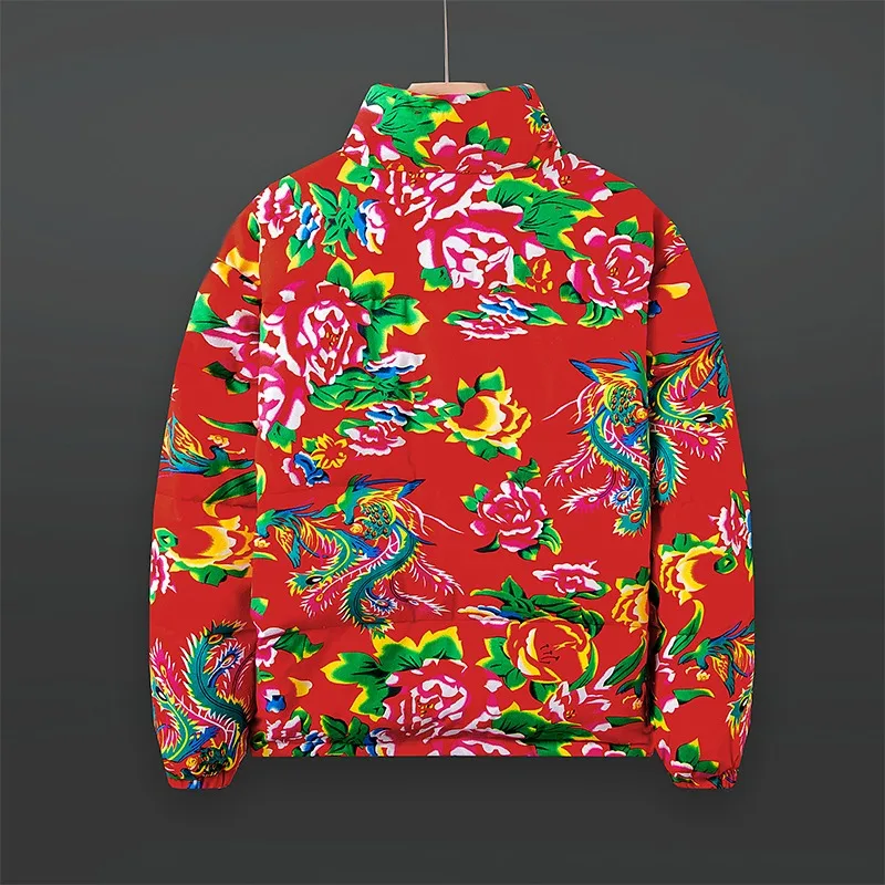 تتميز السترة القطنية الرجالية الشتوية الجديدة بتصميم نمط الأزهار النابضة بالحياة، الرائدة في اتجاه الموضة المعاصرة