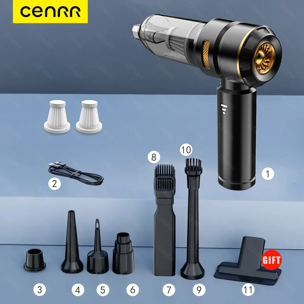 CENRR-ポータブルハンドヘルド車用掃除機、ワイヤレスクリーナー、強力