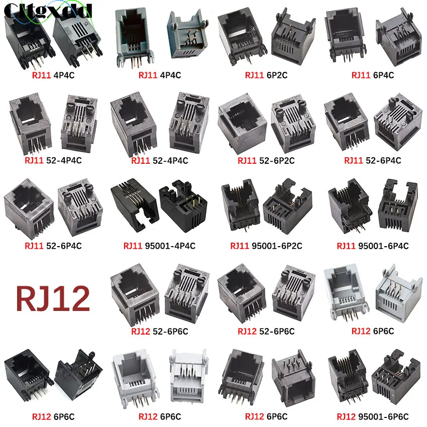 

10x RJ11 RJ12 Female Socket 95001/52-4P4C/6P2C/6P4C/6P6C/8P8C Computer Internet Network PCB Jack Socket Telephone Port Connector