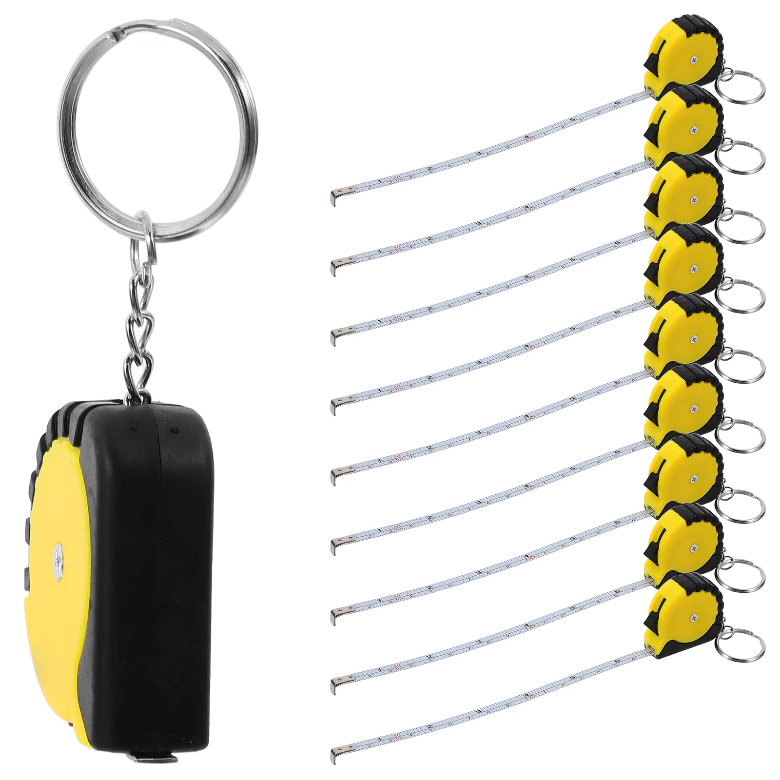 12 Pcs Automatic Retractable Tape Measure Kids Mini Measuring Keychain Bulk Portable Small Steel Child Measurement