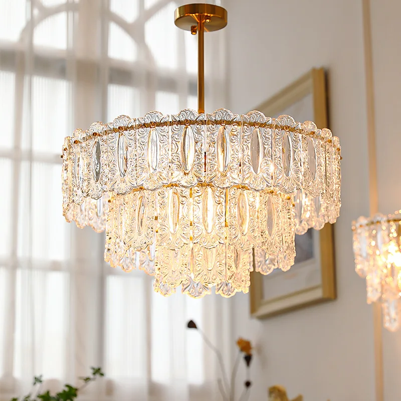 Romantic Vintage Glass Pendant Lights LED Home Appliance Luxury Hanging Lamps for Ceiling Living Room Decor Lustre Lampara Techo