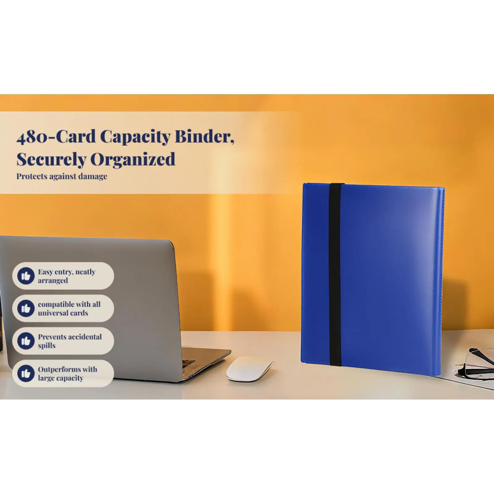 Cards Organizer Binder with Strap 12 Pocket Per Page for Trading Cards Storage Album 480 Capacity for Sports Collection