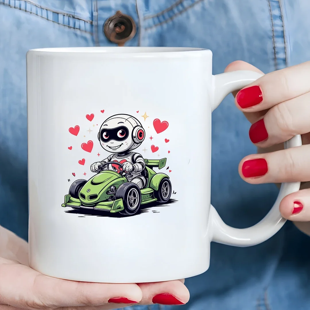 

Cartoon Robot Kart Cup 11OZ Kids Cold & Hot Drink Cup Christmas Gift Family Office Creative Cup