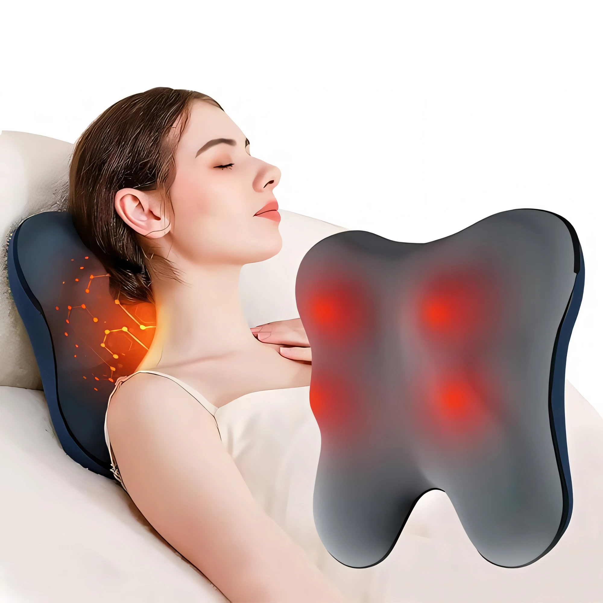 

Back Massage Pillow with Heat Cordless Neck Massagers for Relax Deep Tissue Shiatsu Massagers for Full Body Gifts for Women Men