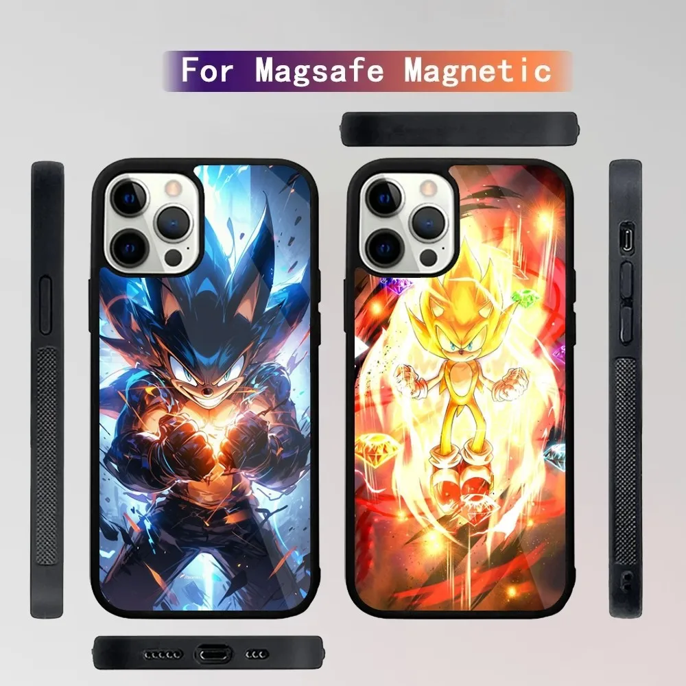 Cartoon-S-Sonics Phone Case For iPhone 15,14,13,12,11,Plus,Pro,Max Mini Magsafe Magnetic Wireless Charging