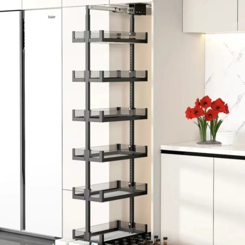 High cabinets, big monsters, storage kitchen cabinets, high and deep side pull-out baskets, extremely narrow world