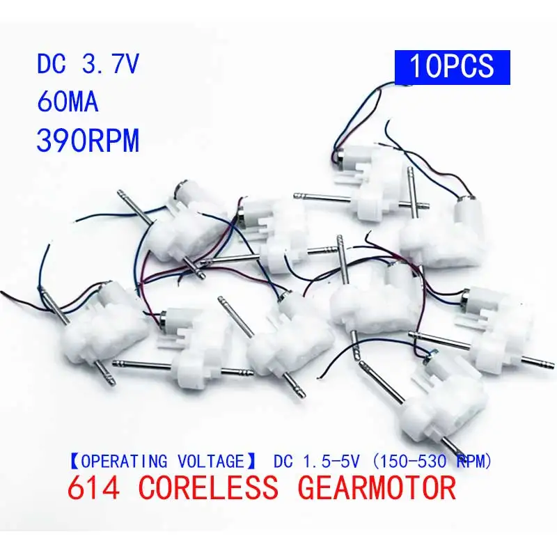 Mini 614 Coreless Gear Motor DC 1.5V-5V 3V 3.7V 390RPM Dual Shaft Micro Coreless Gearbox Gear Reducer Motor DIY Hobby Toy Car