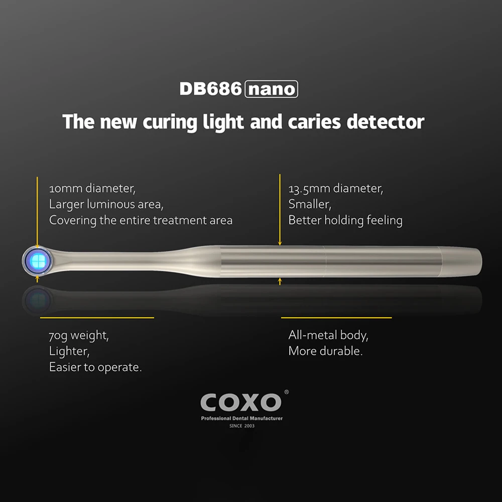 COXO Dental Oral Curing Light Portable Resin Curing Lamp with Caries Detection for Root Canal Treatment Dentistry Tool