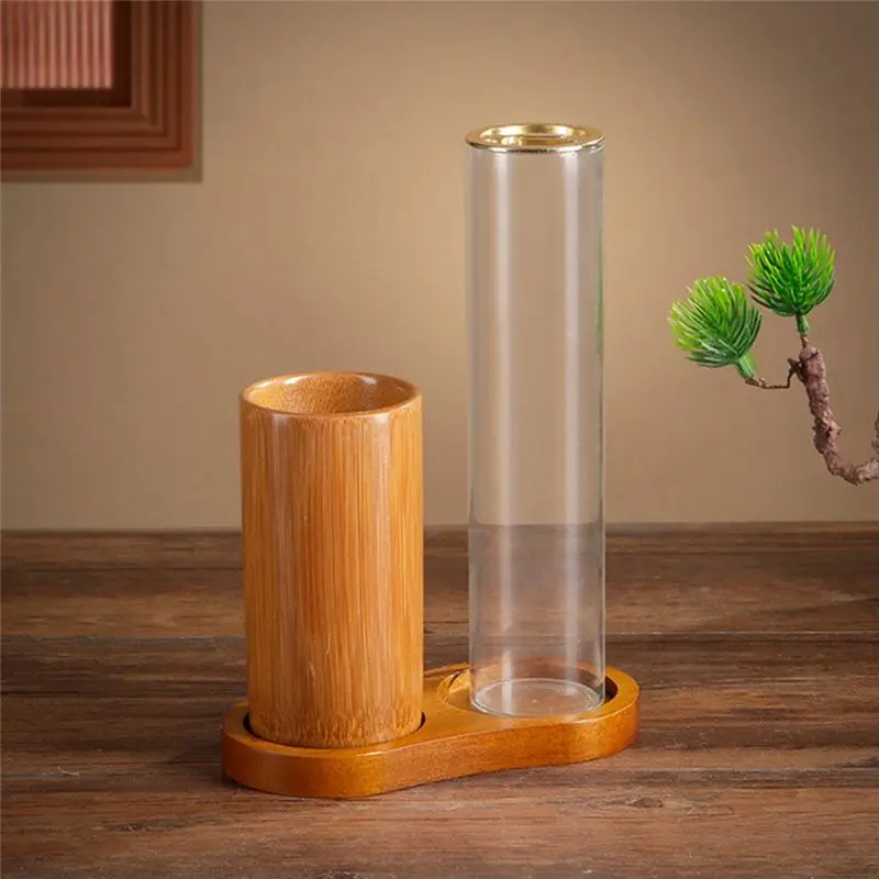 AEE2-Incense Holder For Sticks Anti-Ash Flying Incense Burne With Glass Ash Catcher And Bamboo Incense Sticks Organizer