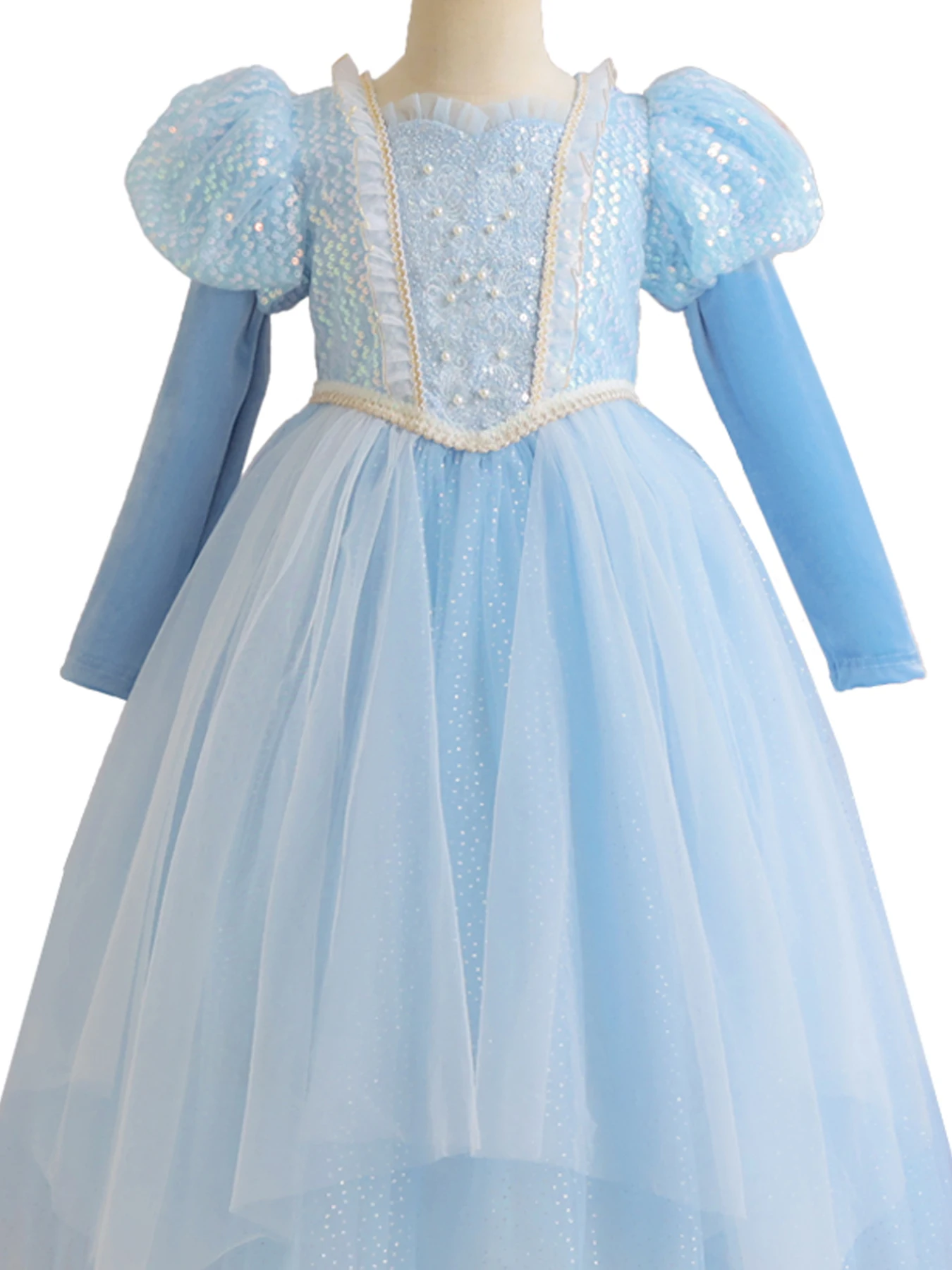 Girls sequined Elsa princess dress long sleeve ballet skirt dress Halloween Christmas gift