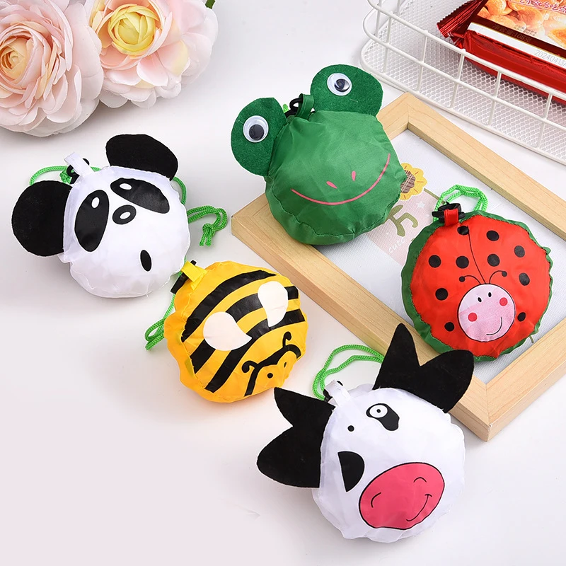 Cute Animal Shopping Bag Large Capacity Folding Tote Bag Supermarket Shopping Storage Pouch Reusable Eco-Friendly Bags