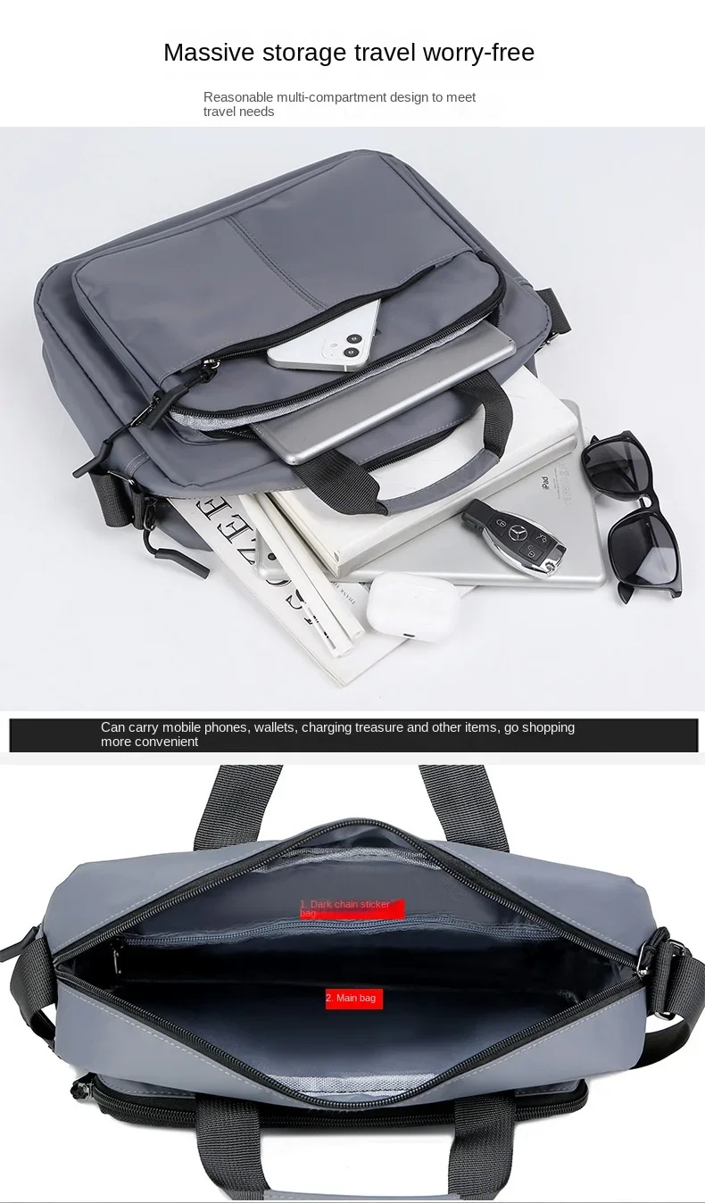 New Men's Large-capacity Horizontal Shoulder Bag Messenger Bag Briefcase Multifunctional Simple A4 Book Handbag Business Bag 가방