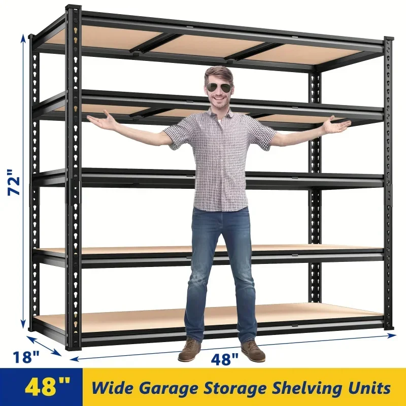 Garage Shelving, 3000LBS Storage Shelves Heavy Duty Shelving, 72