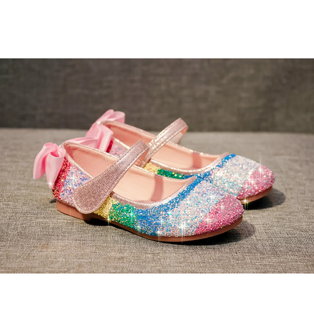 

1 пара танцевальных туфель с кристаллами и блестками, дизайн с ремешком из искусственной кожи для балетной практики, обувь на прочной подошве, модная обувь с круглой головкой, размер 30