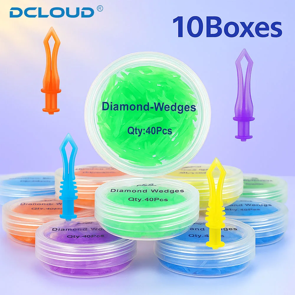 

10 Boxes Diamond Wedges Dental Interdental Teeth Gap Plastic Wedge Disposable Plastic Wedge 7 Sizes Fit Orthodontic Materials