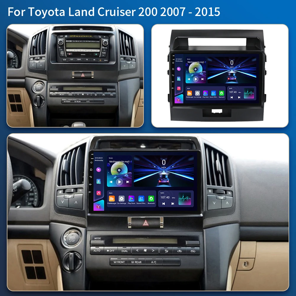 QLED 4G 8Core Android 16 CarPlay Car Multimedia For Toyota Land Cruiser 200 V8 2007-2015 GPS Radio Auto Stereo 2din DSP DVD BT