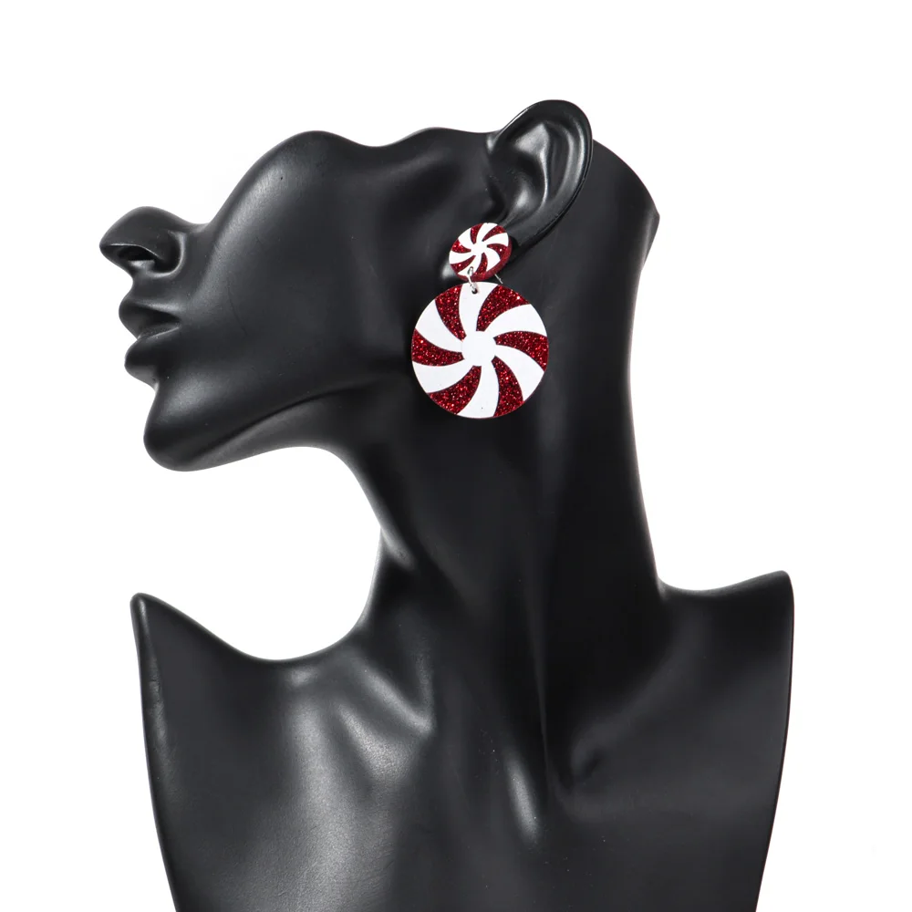 هدية عيد الميلاد بريق الكرة الاكريليك أقراط للنساء لطيف ملون عيد الميلاد الحلوى طاحونة استرخى القرط مجوهرات حفلة السنة الجديدة