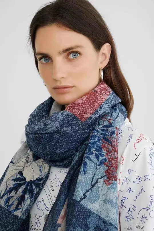 Foreign trade original Spanish order export fashion brand new printed long scarf shawl